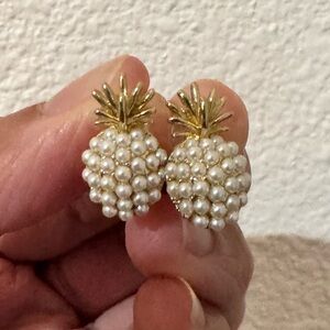 Gold and Cream Pineapple Earrings